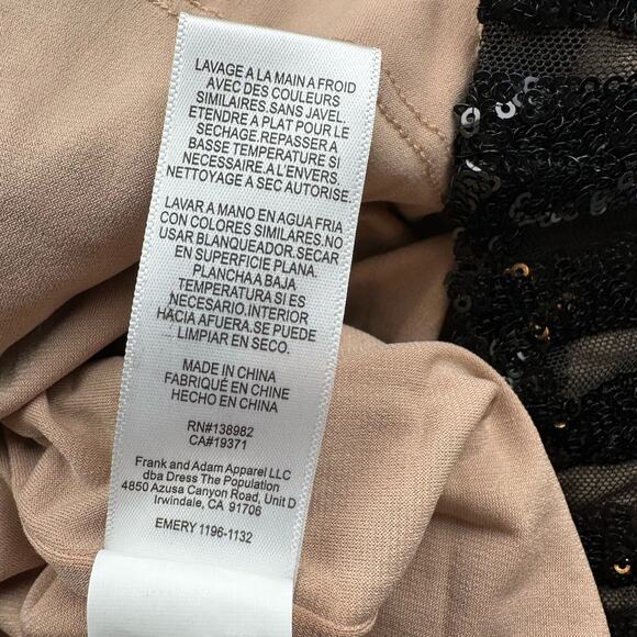 Dress the Population Emery Sequin Dress Long Sleeve Stretch Midi Sheath Black XS - Picture 11 of 11